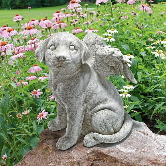 Babody Memorial Statua Angelo Pet Memorial Tomba Cane//Gattino Statua Marker Pietra Leggera Resina Grigio